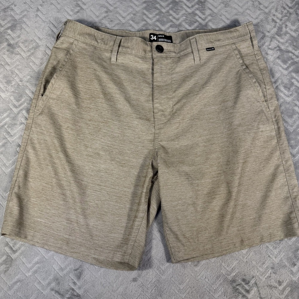 Hurley Men Hybrid Shorts Size 34 Heathered Khaki Chino Walk Golf Casual Board